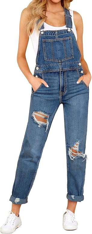 luvamia Women's Casual Stretch Adjustable Denim Bib Overalls Jeans Pants Jumpsuits | Amazon (US)