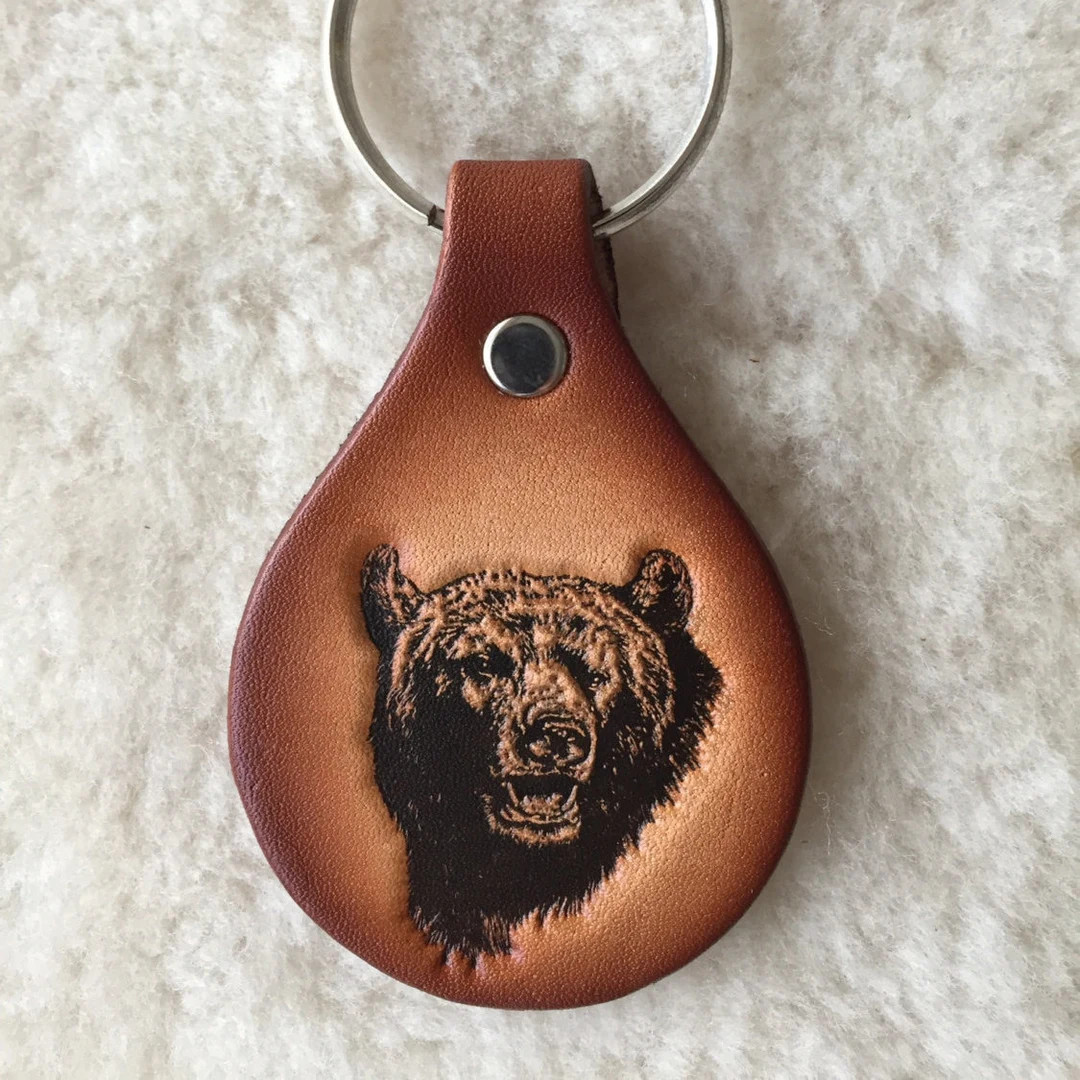 Handmade Leather Bear Key Tag - Etsy | Etsy (US)