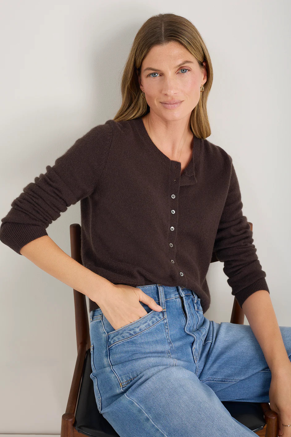 Katie Cashmere Cardigan - Cocoa | WYSE London