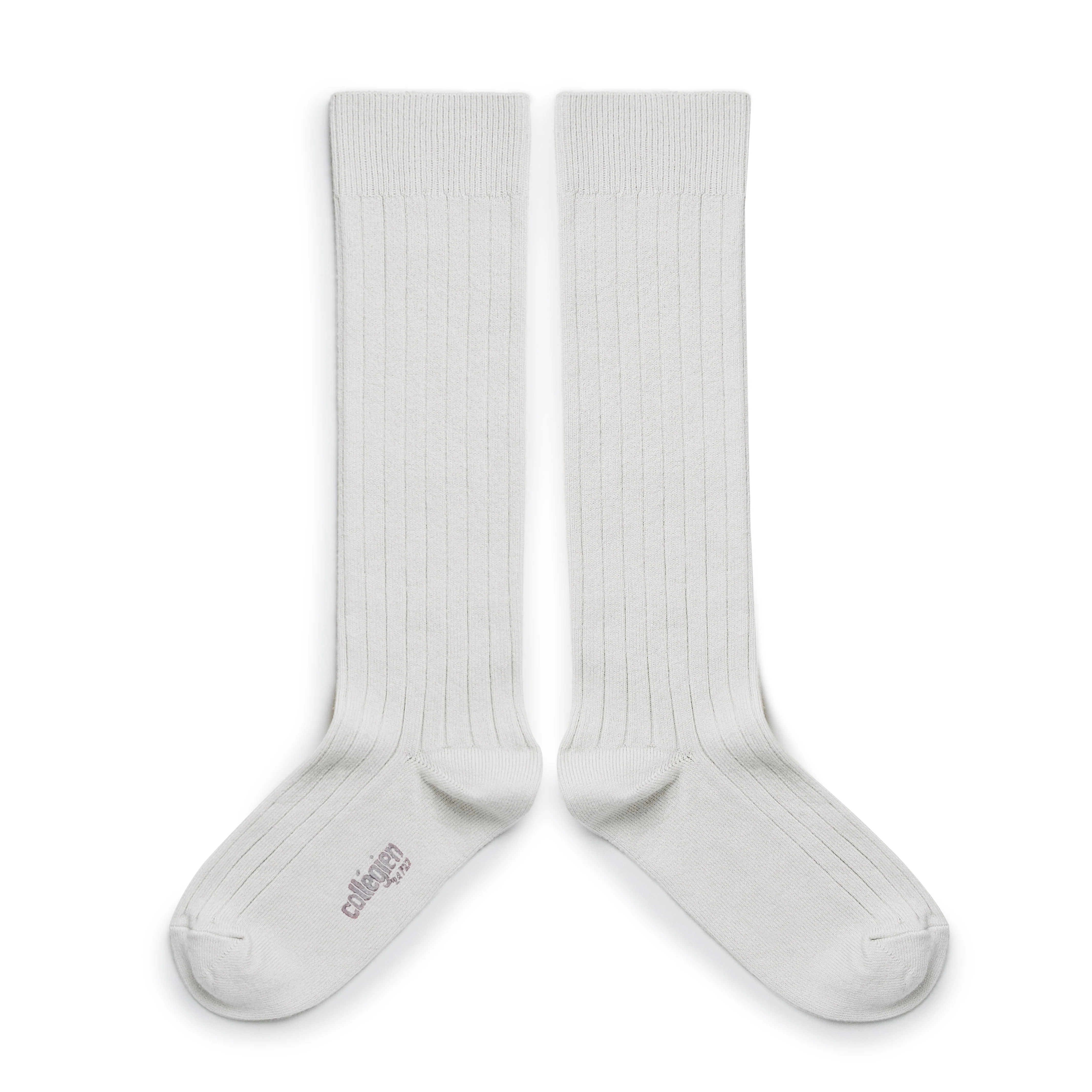 La Haute Ribbed Knee High - White | Marigold Modern Kids