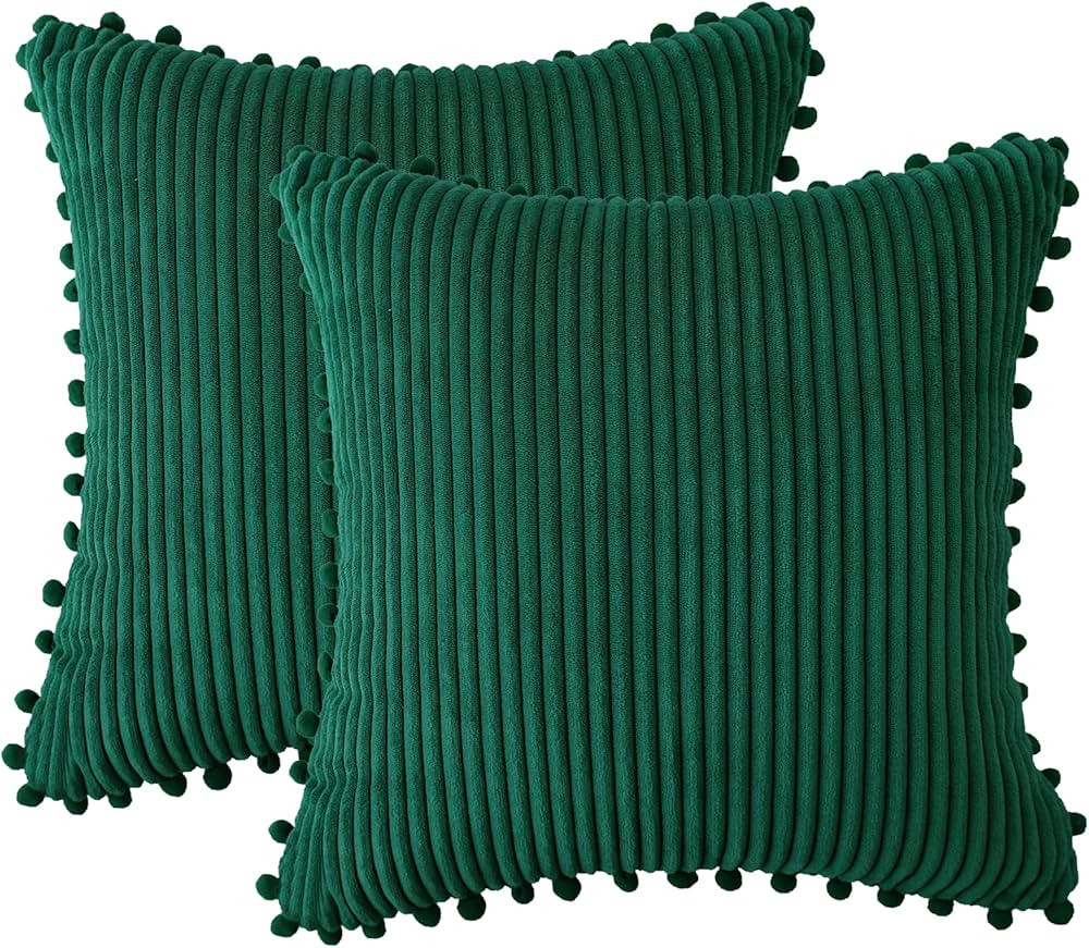 sykting Emerald Green Throw Pillow Covers 20x20 inch Soft Striped Decorative Boho Farmhouse Pillo... | Amazon (US)