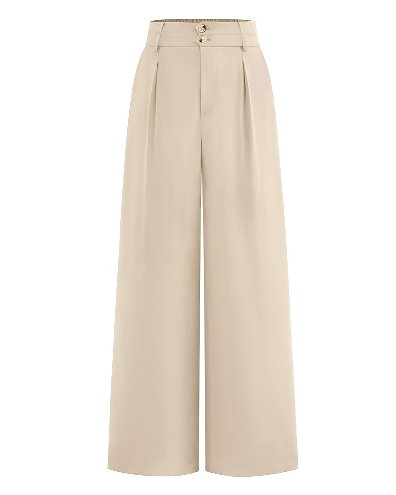 BTFBM Women Wide Leg Dress Pants 2025 High Waisted Button Pleated Business Casual Trousers Office... | Amazon (US)