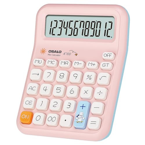 Pendancy Pink Calculator for Kids, Cute Small Calculators Desktop 12 Digit, Basic Function Large LCD Display Big Buttons, for Office, School, Home Use OS-A100 (Pink) | Amazon (US)