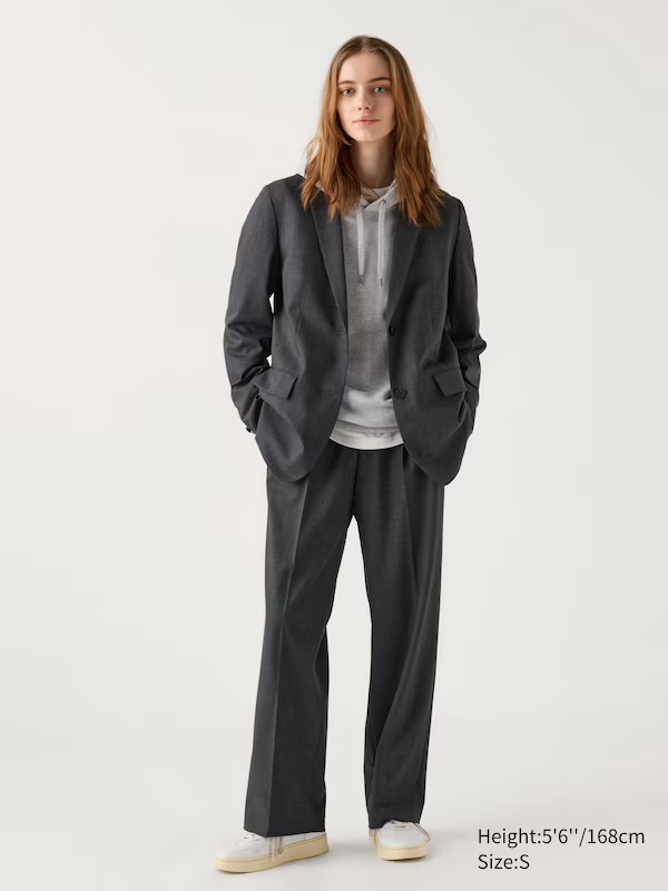 Pleated Wide Trousers (Check) | UNIQLO (UK)