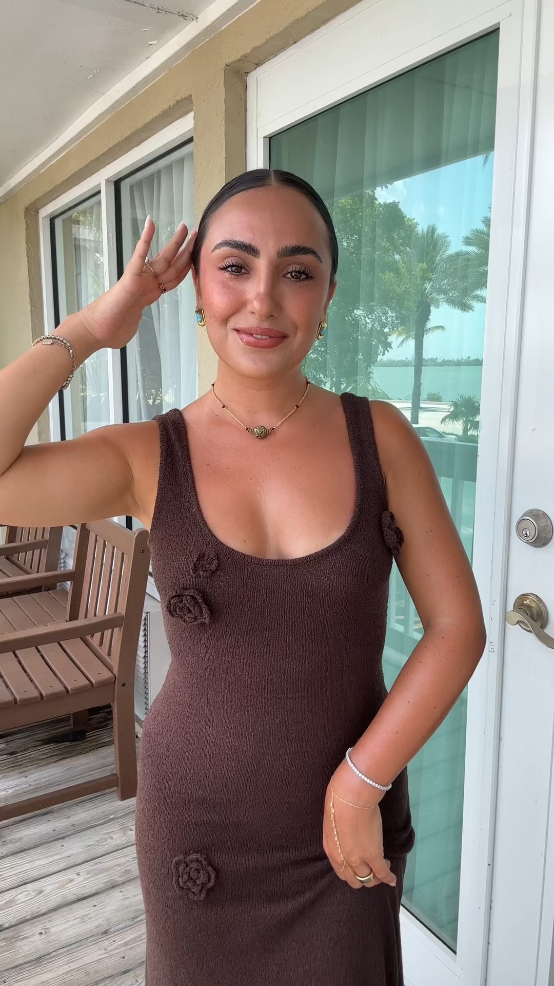 Wearing a medium in dress 