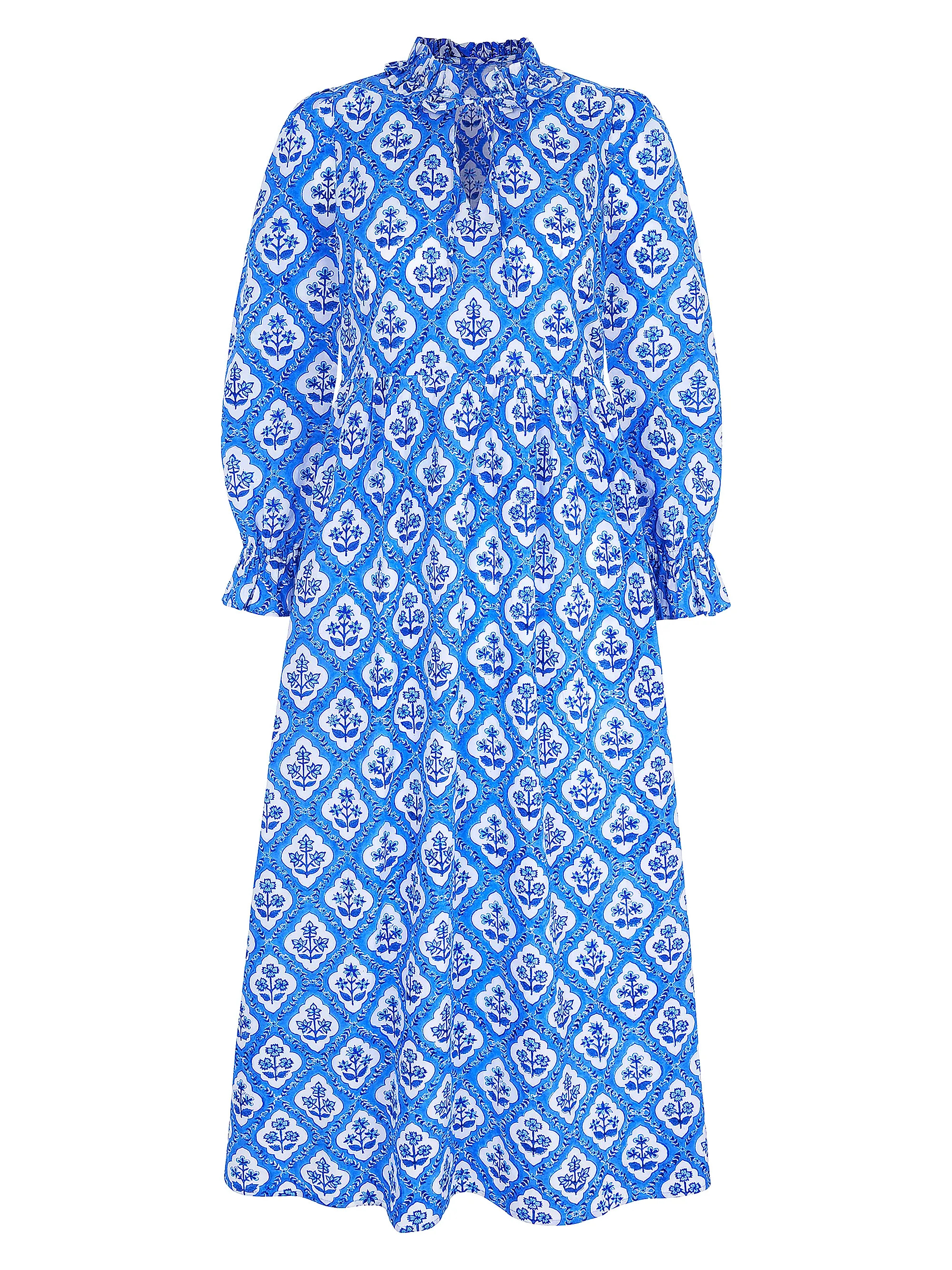 Shop Pink City Prints Ocean Trellis Mumbai Dress | Saks Fifth Avenue | Saks Fifth Avenue