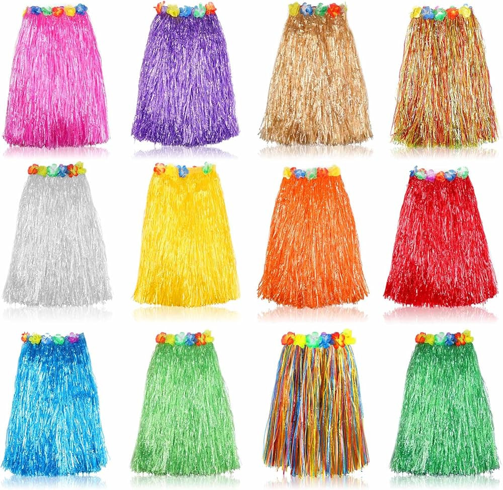 Grass Skirt Hawaiian Luau Hula Skirts Party Decorations Favors Supplies Multicolor Grass Skirts f... | Amazon (US)