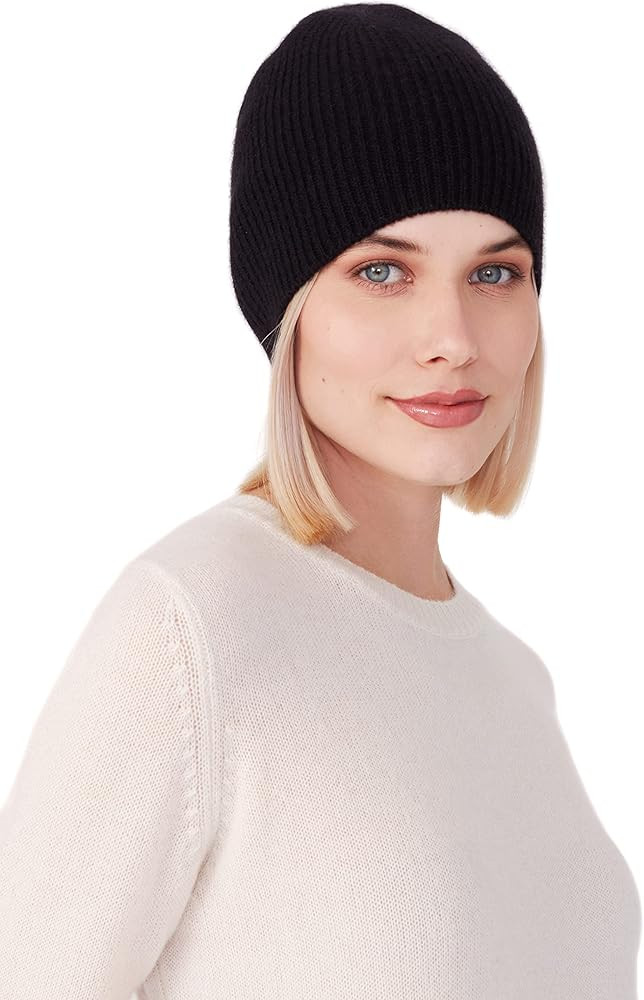 Women’s Ribbed Beanie, 100% Cashmere, Soft & Stretchy, Warm Hat for Winter | Amazon (US)