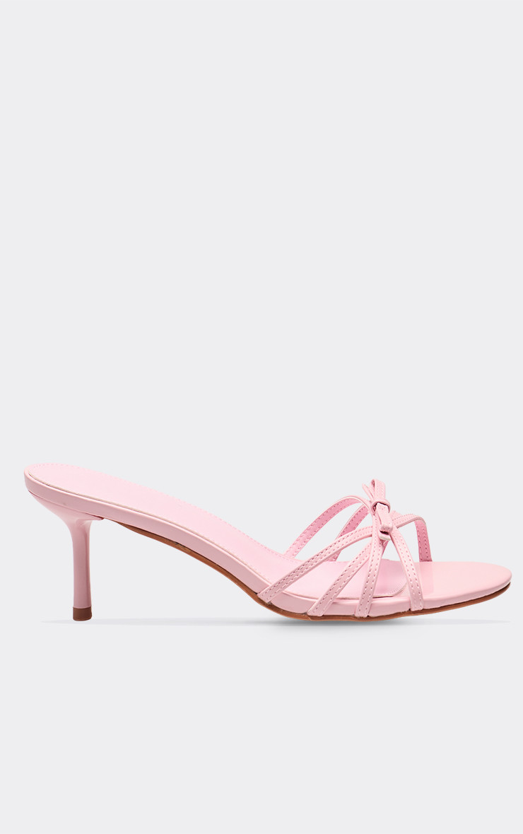 Breeze Strappy Bow Detail Heeled Mule In Pink Patent | EGO Shoes (US & Canada)