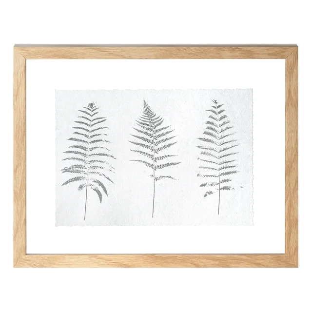 Crystal Art Gallery Rectangle Light Natural Framed 3 Fern Leaves Wall Art Color Grey White - Walm... | Walmart (US)