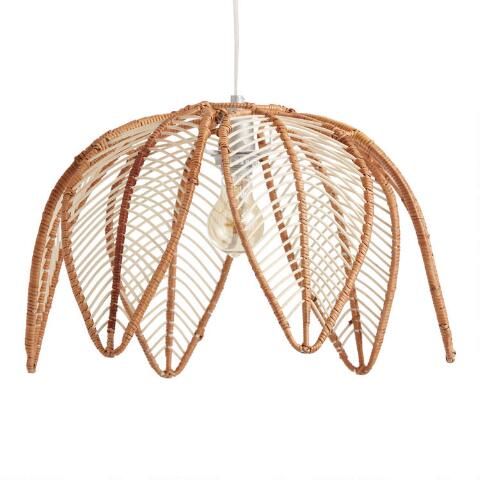 Natural Rattan Flower Avery Pendant Shade | World Market