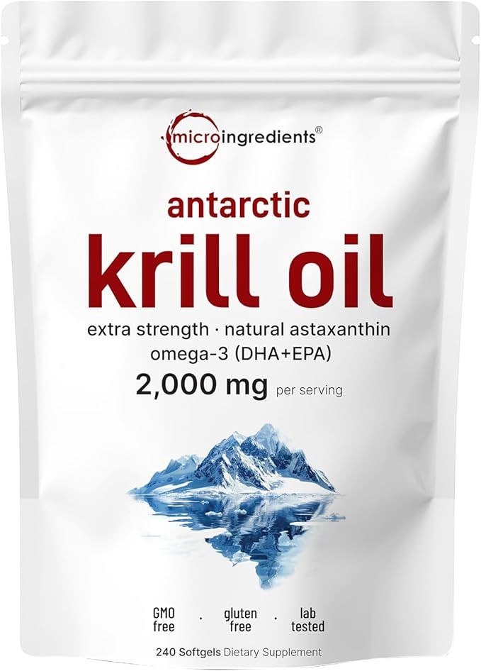 Micro Ingredients Antarctic Krill Oil Supplement, 2,000mg Per Serving, 240 Softgels, Triple Stren... | Amazon (US)