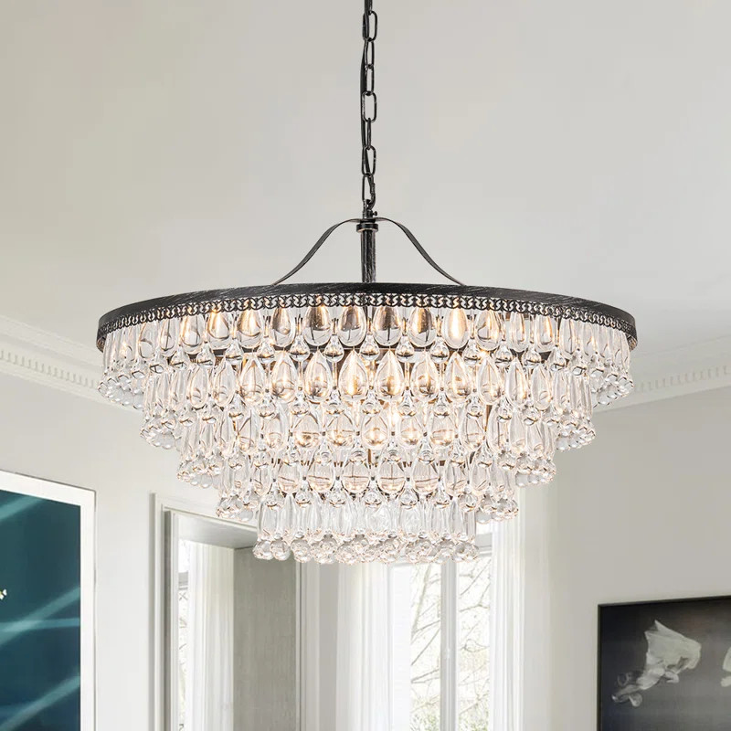 Jazmia 11-Light Dimmable Crystal Beads Tiered Chandelier | Wayfair North America