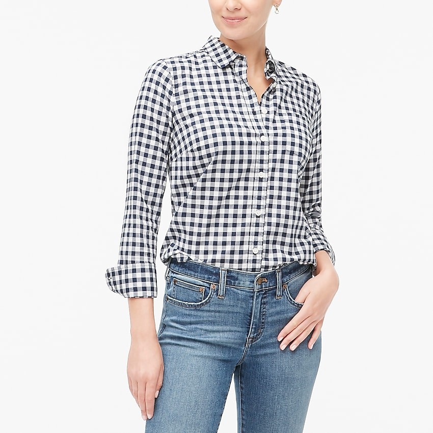 Factory: Gingham Lightweight Cotton Shirt In Signature Fit For Women | J.Crew Factory