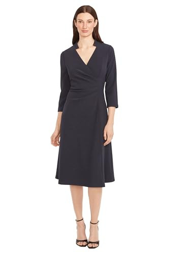 Maggy London V-neck three quarter sleeve wrap midi dress