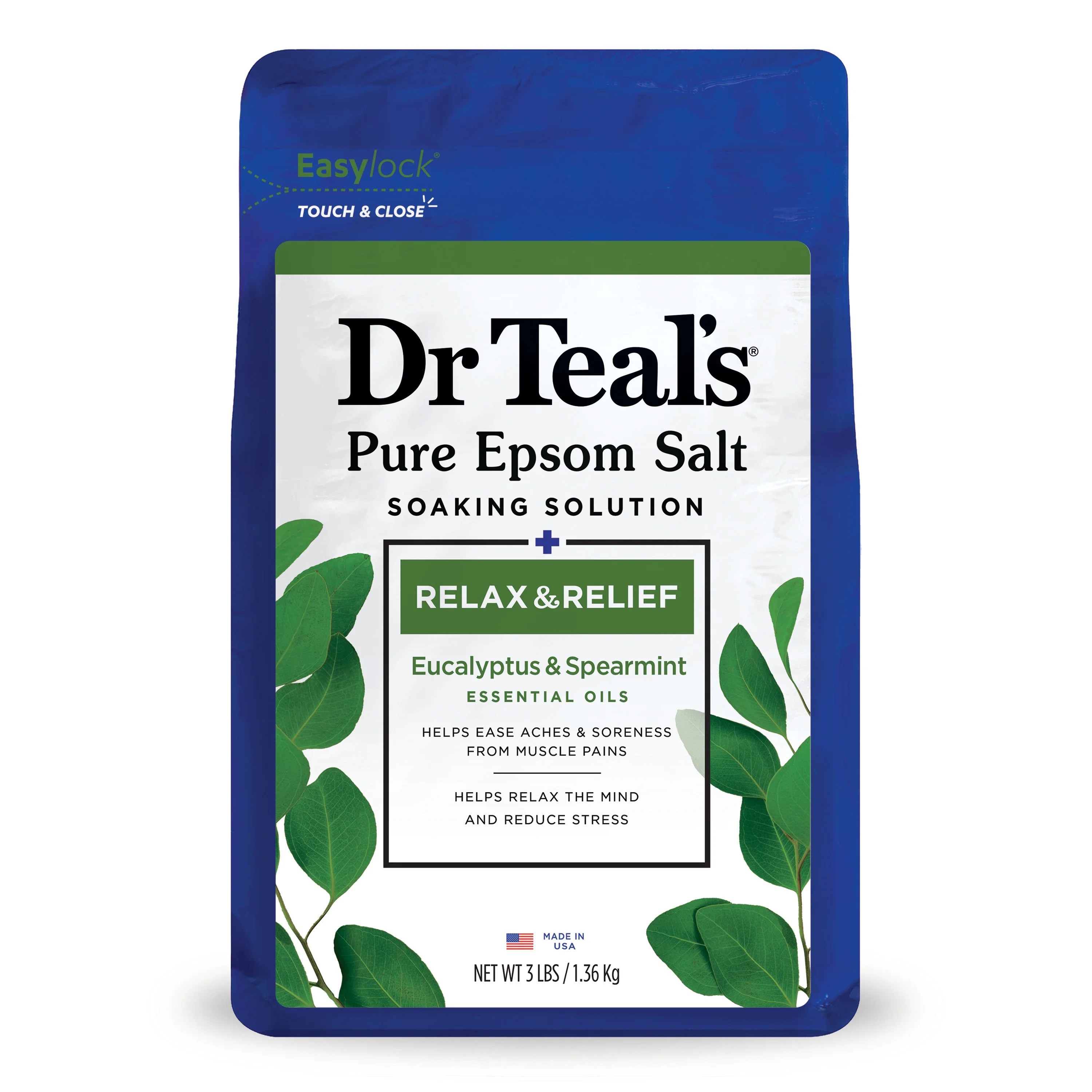 Dr Teal's Pure Epsom Salt Soak, Relax & Relief with Eucalyptus & Spearmint, 3lbs | Walmart (US)
