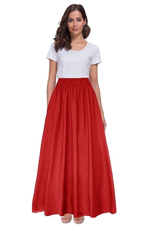 Sinono Womens Chiffon Retro Maxi Skirt Vintage Ankle-Length Skirts | Amazon (US)