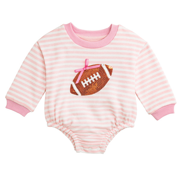 Sequin Football Baby Sweatshirt Bubble | Mud Pie