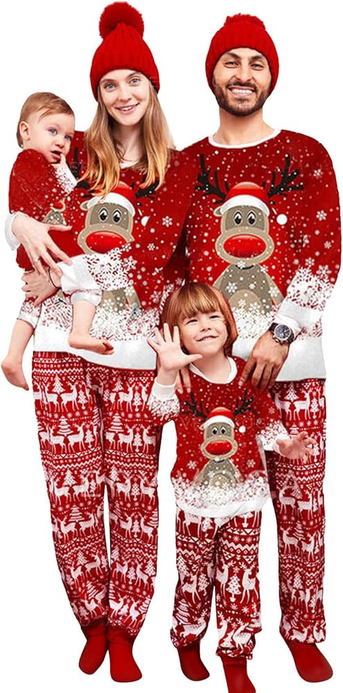 Cysincos Family Matching Christmas Pajamas Set Xmas Pjs Set Soft Long Sleeve Holiday Sleepwear Ou... | Amazon (US)