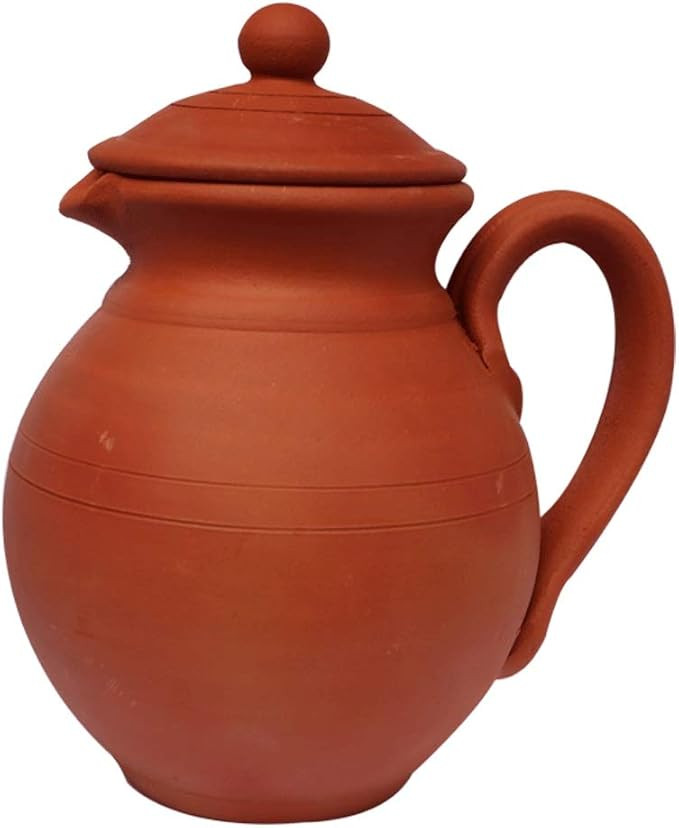 Village Decor Handmade Clay Water Jug - Natural Nontoxic Unglazed Carafe | 50 oz Capacity For Hea... | Amazon (US)