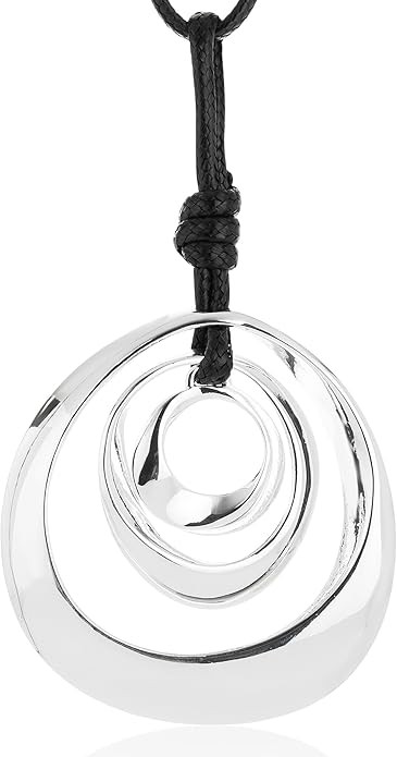 Long Pendant Necklaces Silver Pendant Natural Black Rope Chain Bohemian Necklace for Women with G... | Amazon (US)