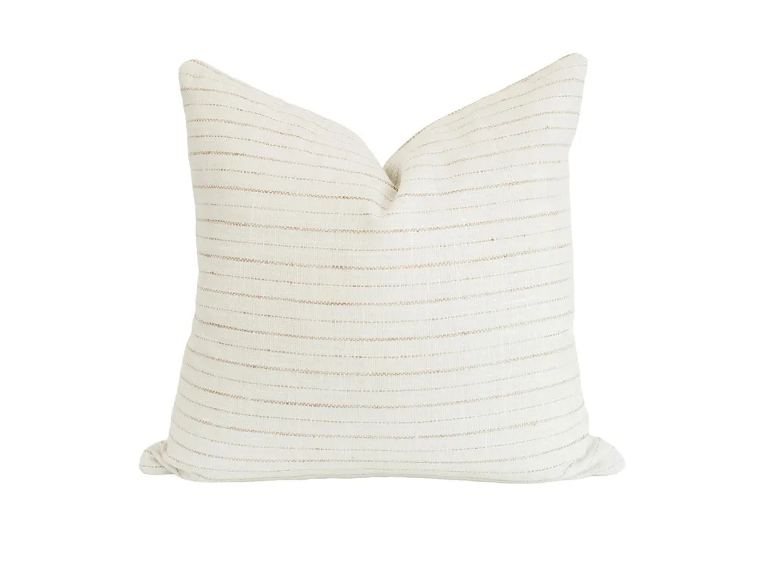 Cream Striped Pillow Cover: Modern Farmhouse Woven Throw Pillow | Etsy (US)