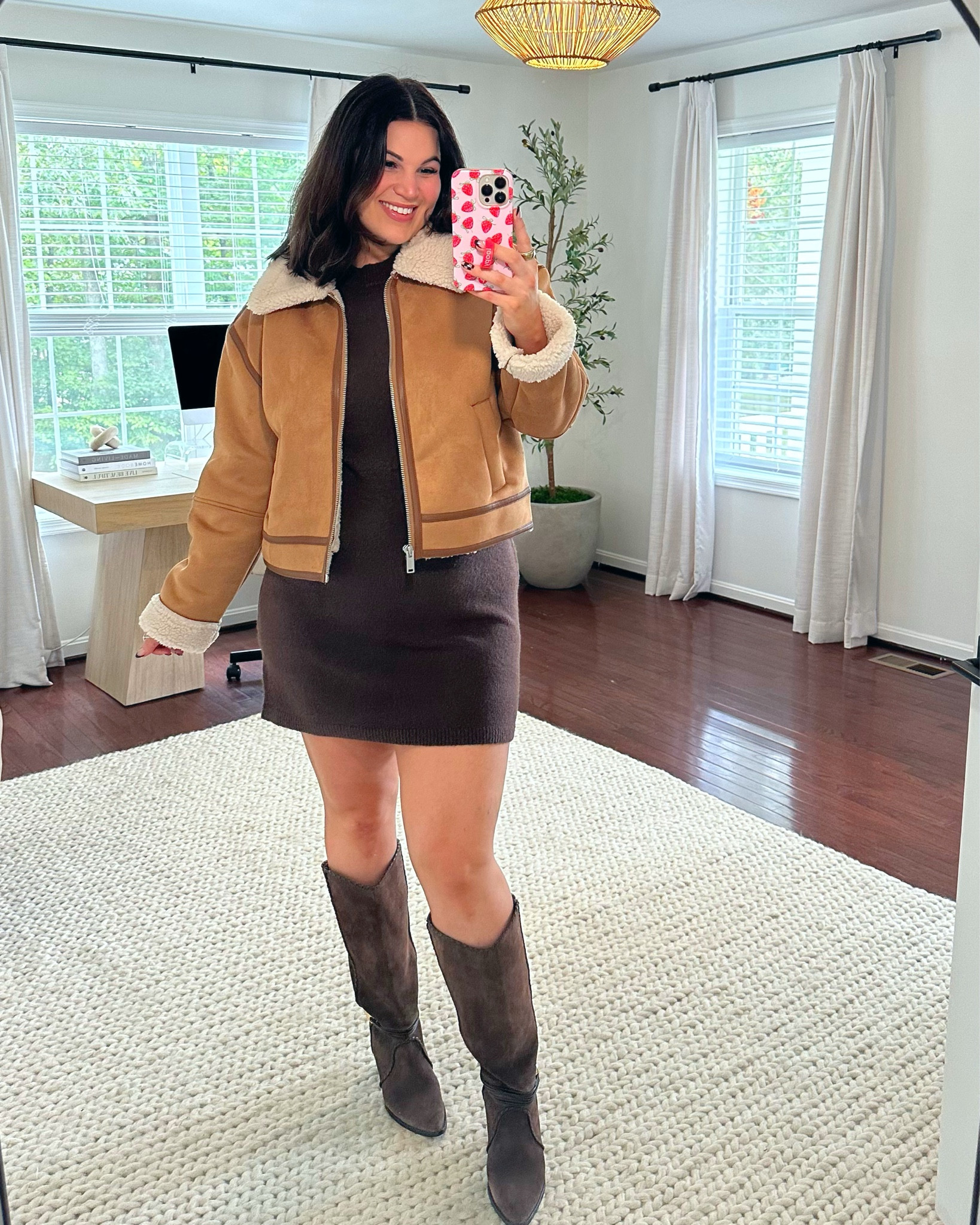 Midsize fall Abercrombie try on haul! Getting home from a little fall roadtrip & here are some items that I packed! Everything is 15% off right now + you can save an extra 15% off with the code : COZYAF

Sizes : 
Sherling jacket - xl
Suede jacket - large (wish I sized up for an oversized fit) 
Brown dress - large tall 
All tops - large 
Skorts - large 
*brown faux leather skort sold out in exact color, linked the other colors 

#LTKSeasonal #LTKTall #LTKMidsize