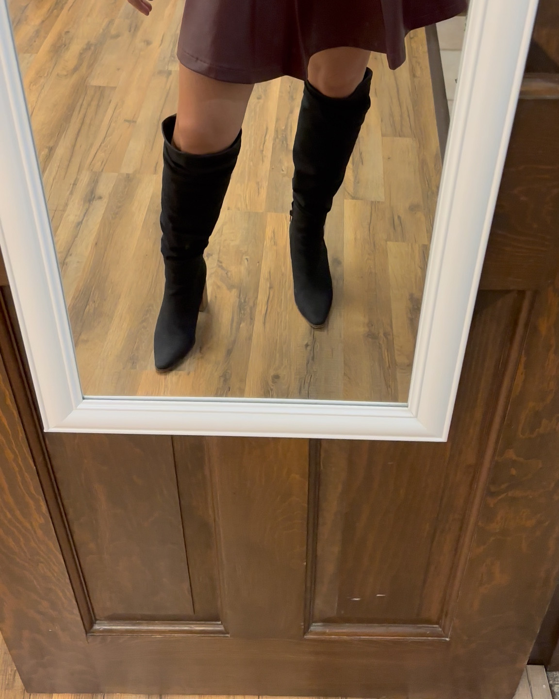 Styling burgundy on burgundy for today’s work look ❤️❤️ check out my collage in the second photo for some additional inspiration for styling this trend. The skirt that I’m wearing is a comfortable faux leather (flat lay on collage) and it has built in shorts - which I love! 

#LTKStyleTip #LTKWorkwear #LTKSeasonal