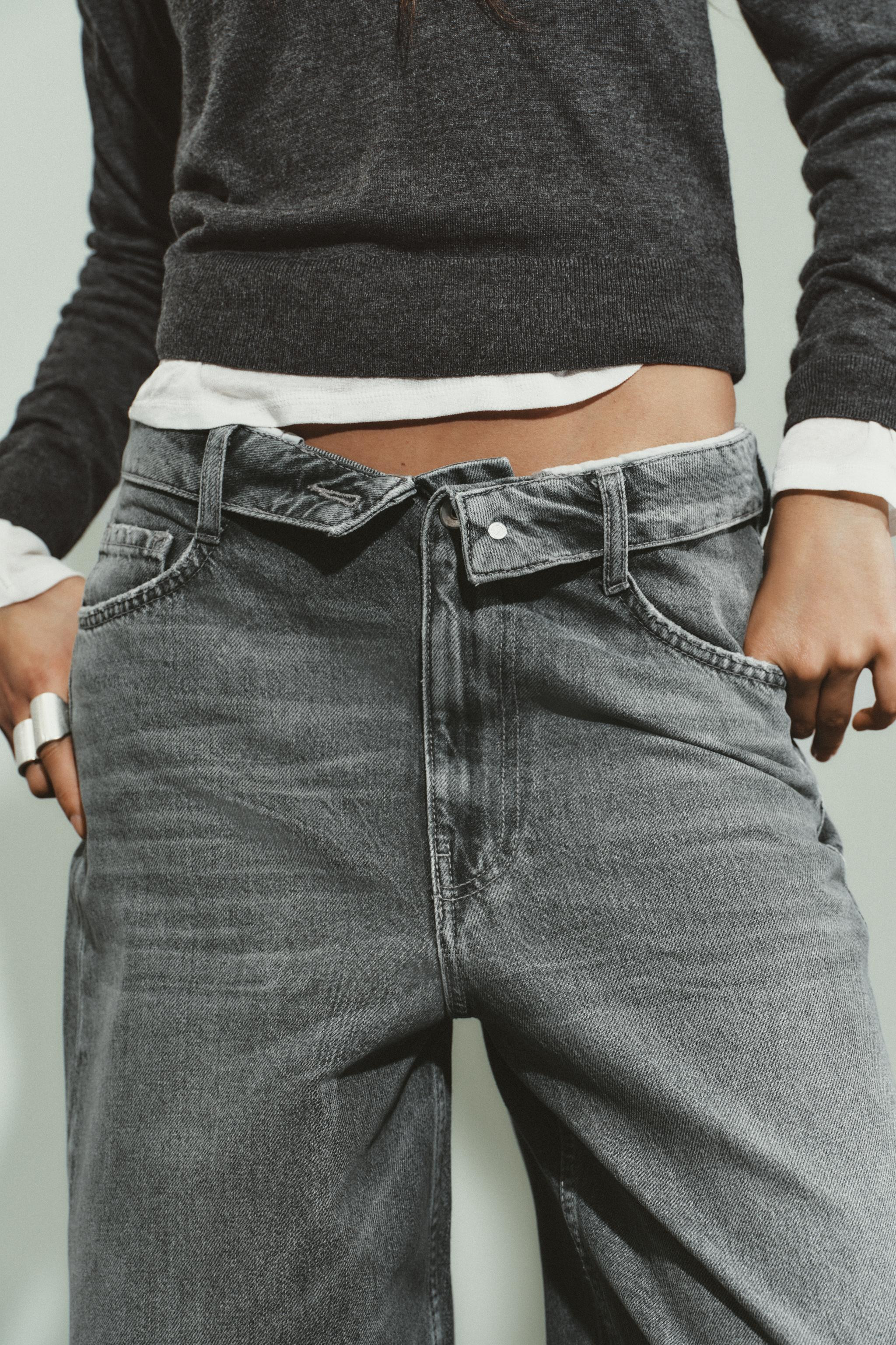 TRF MID-RISE FOLDED WAIST JEANS | Zara US