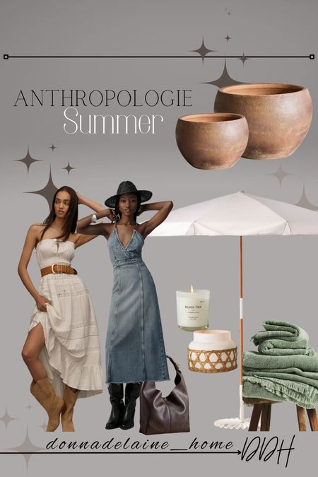 Anthropologie: a few favorite picks! 
Western dresses, cute slouch bag. Italian inspired beach umbrella, planters. Rattan wrapped candle, perfect for Summer! 
Ladies fashion, country festival 
Outdoor Summer living 

#LTKHome #LTKFamily #LTKSeasonal