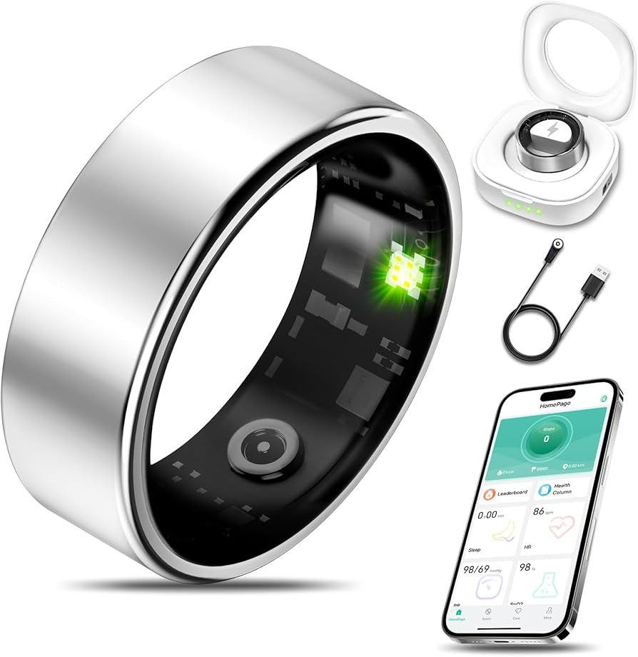 Smart Health Ring for Women Men Fitness Tracker with Heart Rate, Blood Oxygen, Blood Pressure, Sl... | Amazon (US)