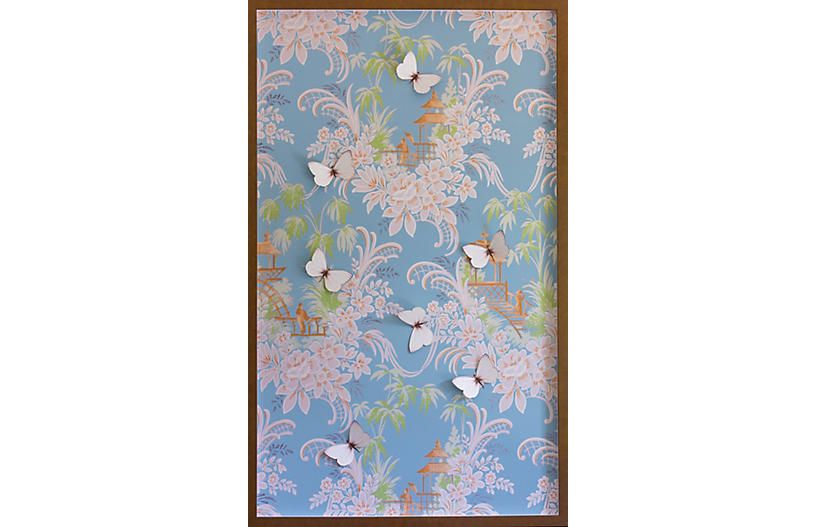 Dawn Wolfe, Blue & Pink Pagoda Wallpaper Panel | One Kings Lane