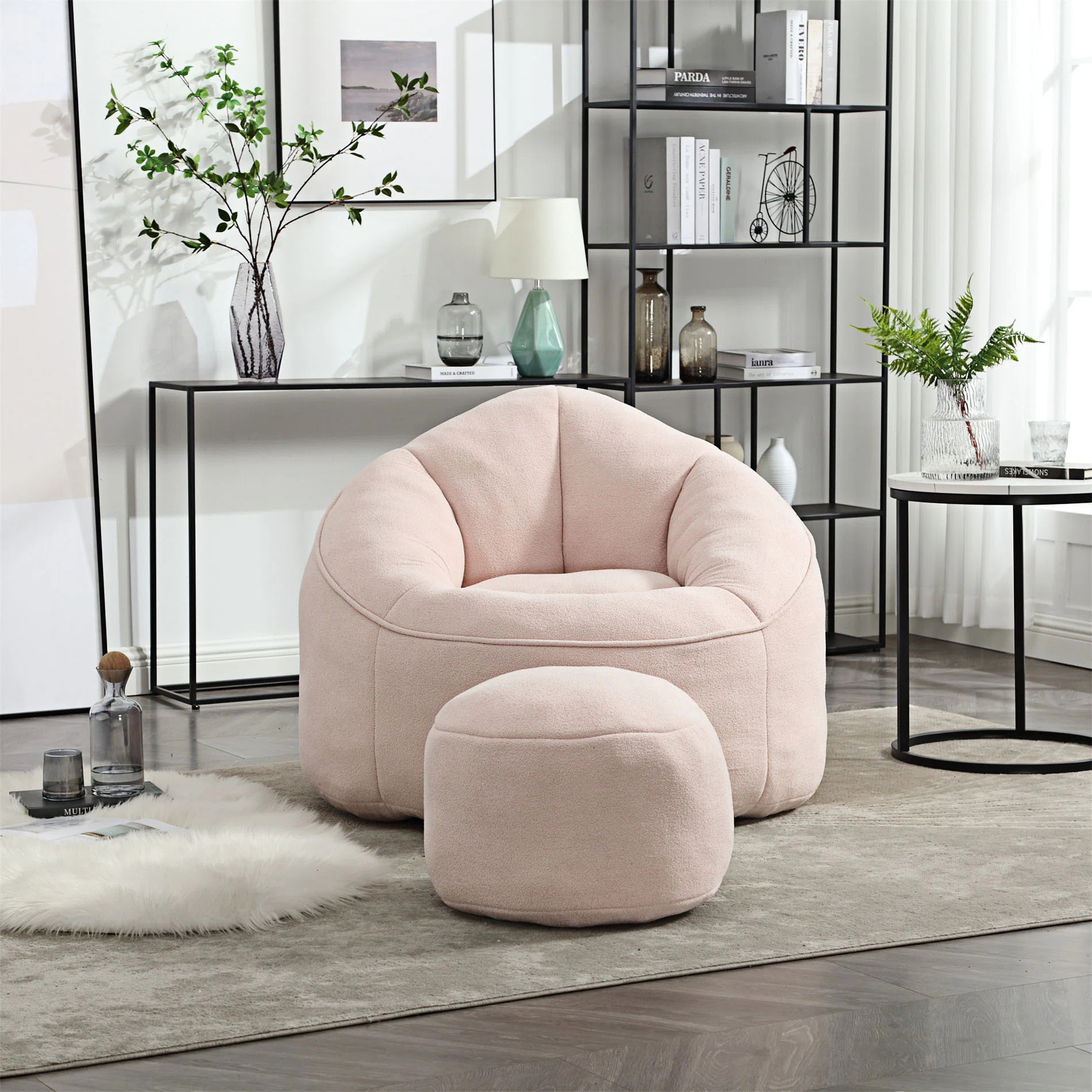 Jaynne Beanbag Sofa Accent Chair With Ottoman Chair And Ottoman Set | Wayfair North America