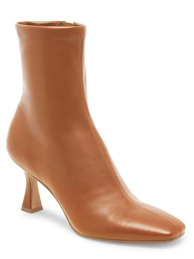 Coutgo Womens Kitten Heel Ankle Boots Square Toe Side Zipper Dressy Booties Fall Shoes | Amazon (US)