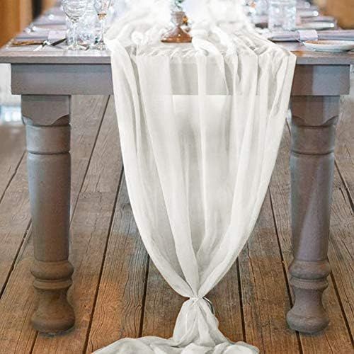 Socomi 10ft White Chiffon Table Runner 29x120 Inches Wedding Runner Sheer Bridal Shower Party Dec... | Amazon (US)