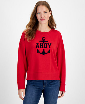 Women's Ahoy Anchor Crewneck Sweatshirt | Macy's
