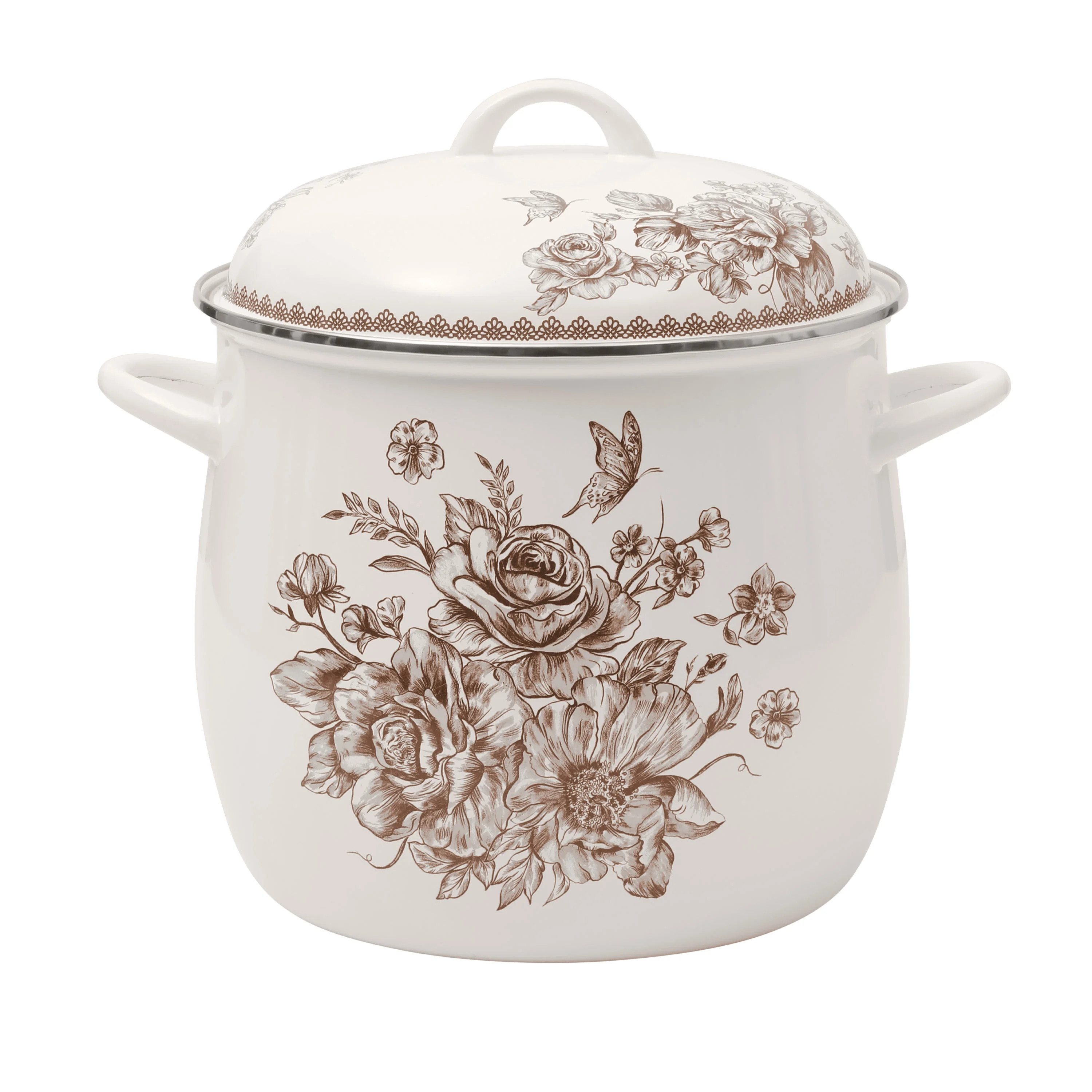 The Pioneer Woman Agatha 12-Quart Enamel on Steel Stock Pot, Brown | Walmart (US)