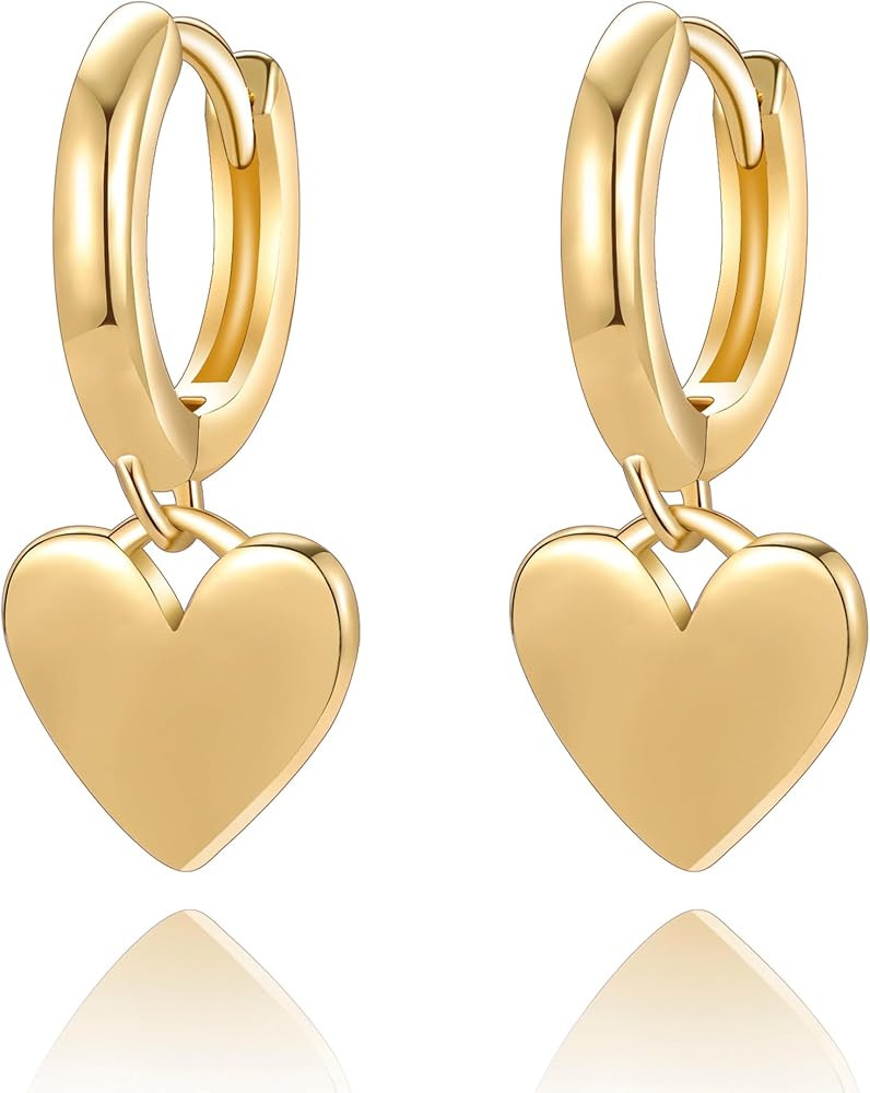 HBFashion Gold Dangle Earrings for Women Trendy,14K Gold Huggie Hoop Earrings Dainty Earrings for... | Amazon (US)