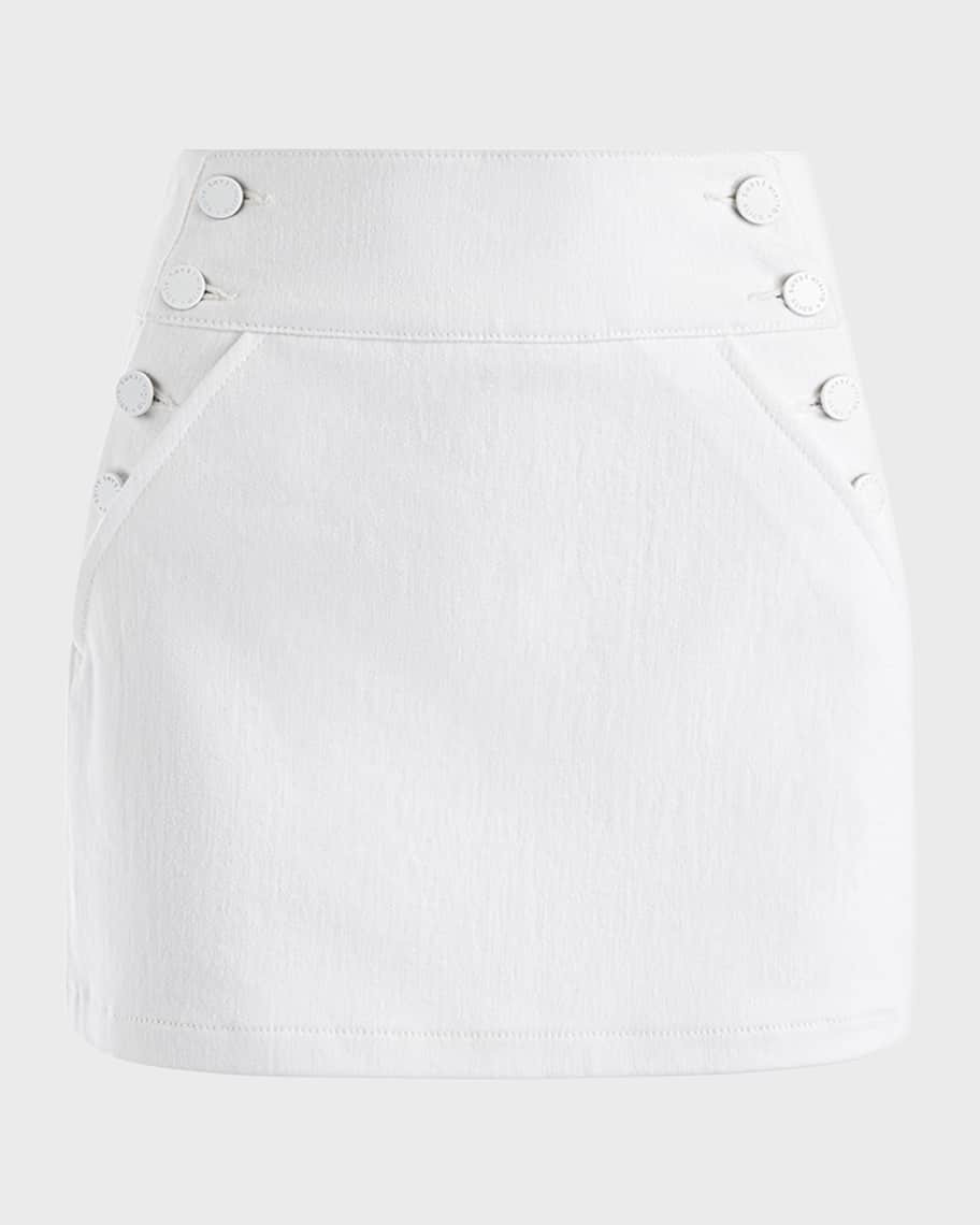 Alice + Olivia Donald High-Rise Side Button Mini Skirt | Neiman Marcus