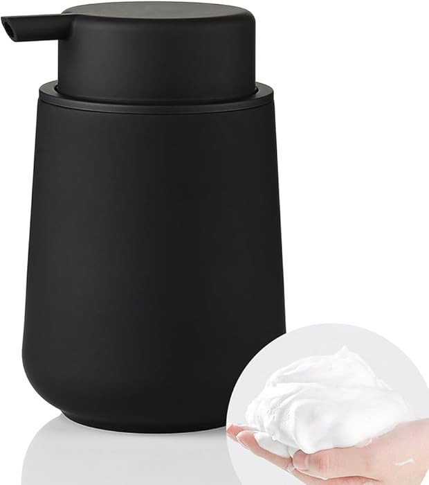 Matte Black Foaming Hand Soap Dispenser Plastic 11 oz - Modern Minimalist Style for Bathroom & Ki... | Amazon (US)