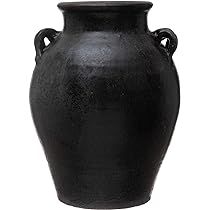 Creative Co-Op Found Decorative Clay Jar, Black | Amazon (US)