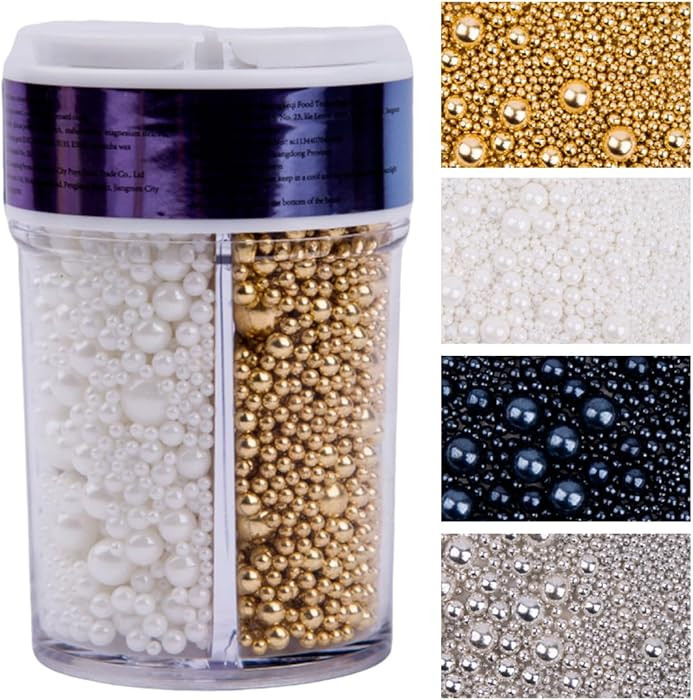 EPHVODI Sprinkles for Cake Decorations, Black Gold Silver and White Pearl Sugar Sprinkles for Cup... | Amazon (US)