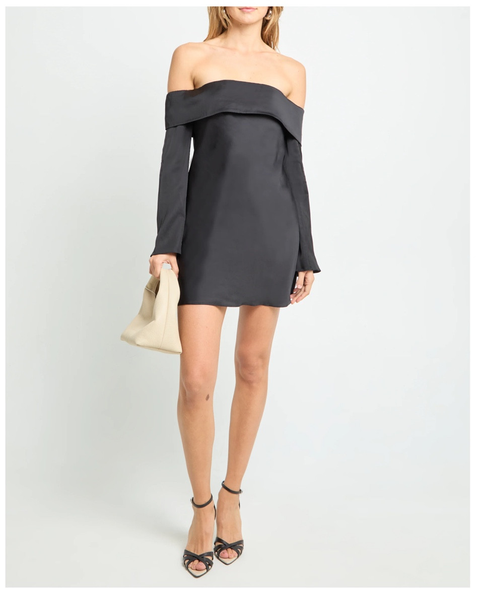 Off-the-shoulder black mini dress for the holidays! Under $70!

#LTKFindsUnder100 #LTKHoliday #LTKParties