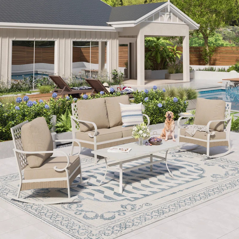 Tapasi 4-Person Patio Furniture Set with Rocking Lounge Chairs | Wayfair North America