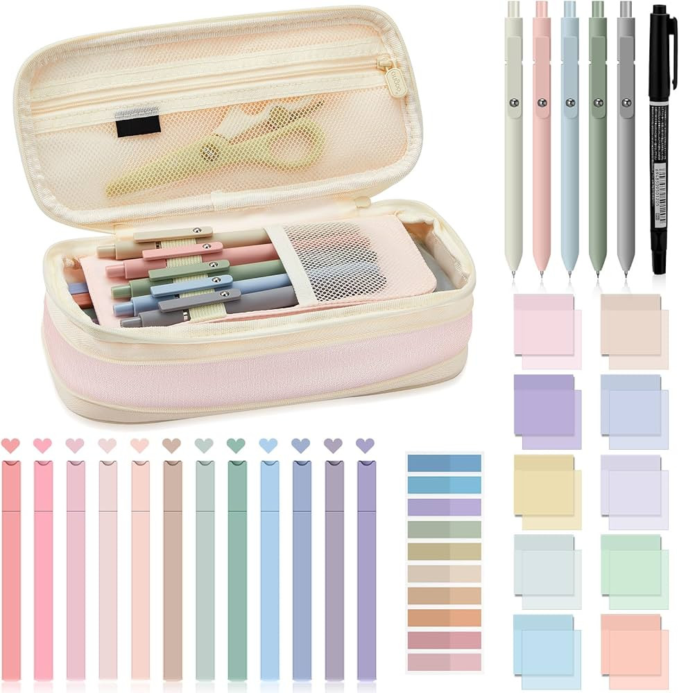 Jutom 39 Pcs Aesthetic Book Annotation Kit Pencil Case Bag with Highlighter Gel Pen 700 Sheets Tr... | Amazon (US)