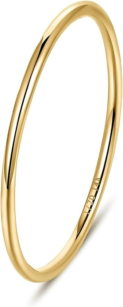 NOKMIT 1mm 14K Gold Filled Rings for Women Girls Thin Gold Ring Dainty Cute Stacking Stackable Th... | Amazon (US)