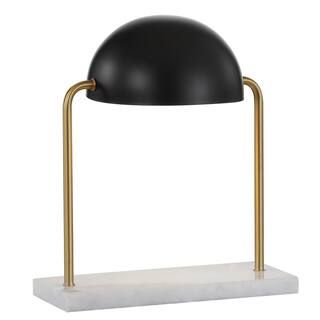 JONATHAN Y Porter 13.5 in. Art Deco Dome Lamp with Marble Base, Brass Gold/Black-JYL1044A - The H... | The Home Depot