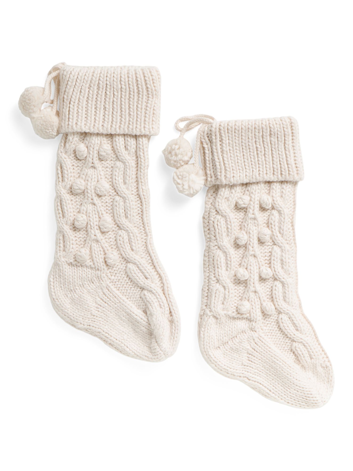 Set Of 2 Knit Branches Holiday Stockings | TJ Maxx