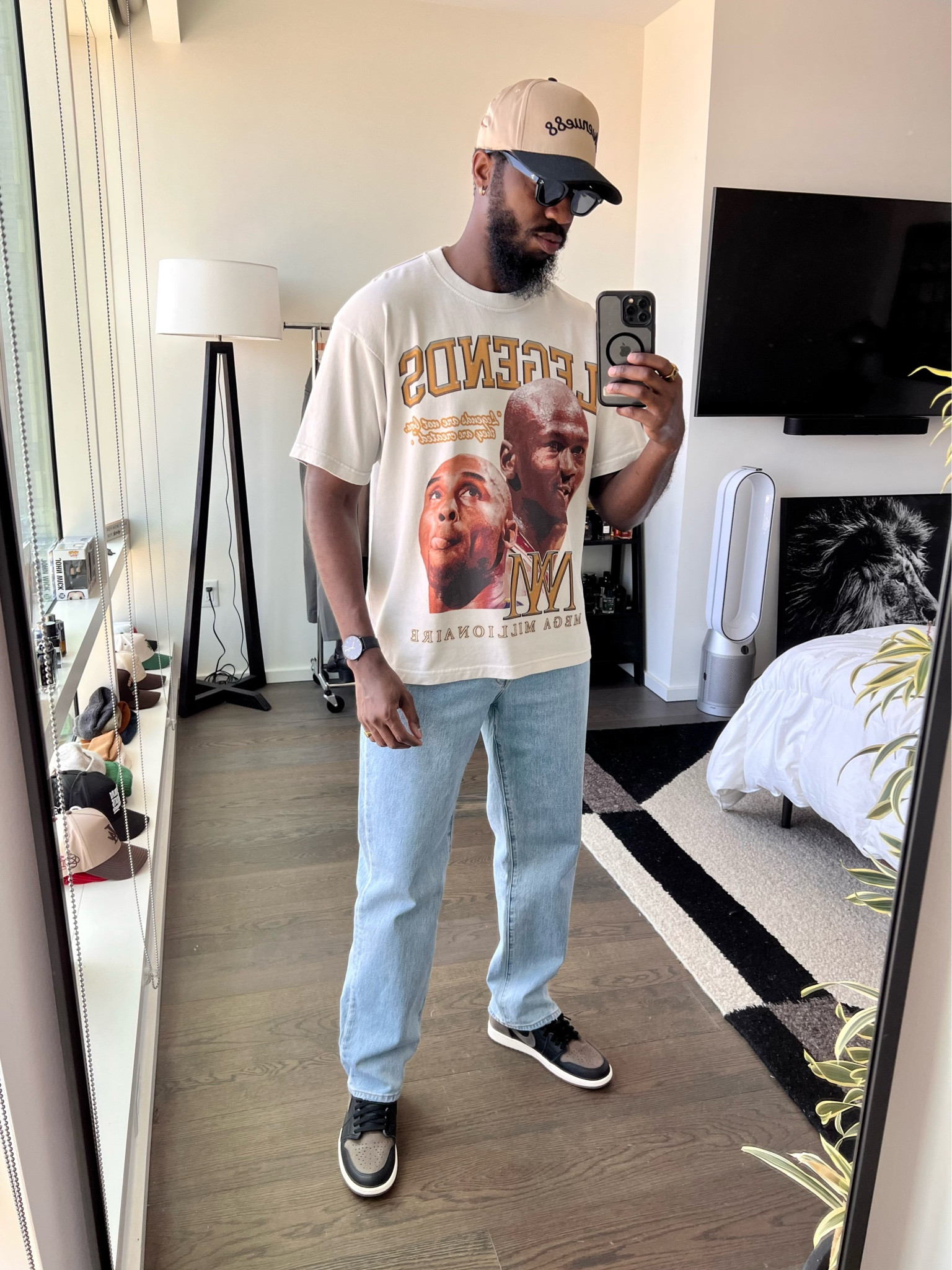 Kobe and MJ t-shirt with denim jeans and the Palomino Jordan 1’s. Look to all items down below ⬇️ !

#LTKmens