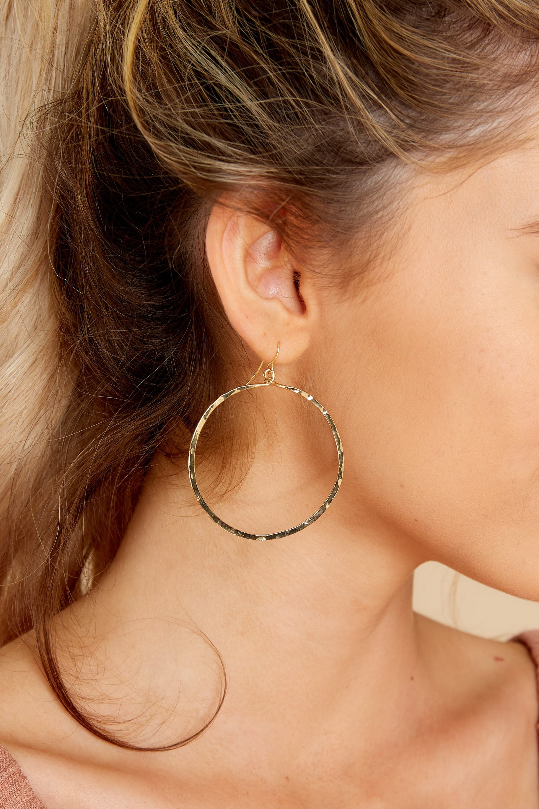 Big Parade Gold Hoop Earrings | Red Dress 